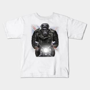 United Kingdom Patriot Gorilla Ride Motorcycle Biker Kids T-Shirt